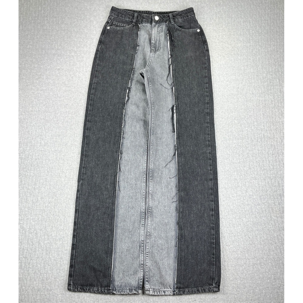 Zara Two-Tone Black and Gray Wide Leg Jeans